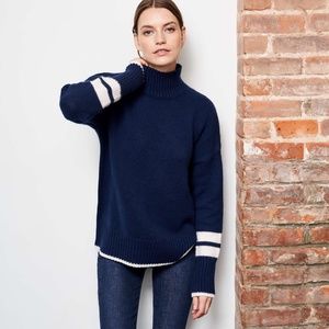 La Ligne Kingsley navy and cream turtleneck sweater